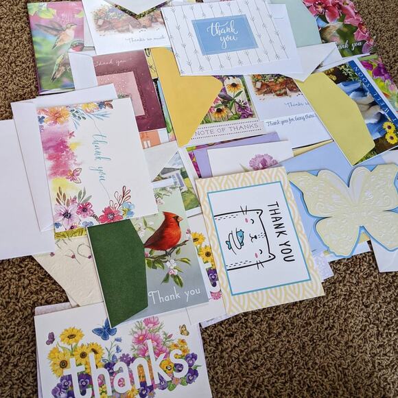 Greeting Card Lot 30+ Thank You Cards Blank Unused - Picture 1 of 14